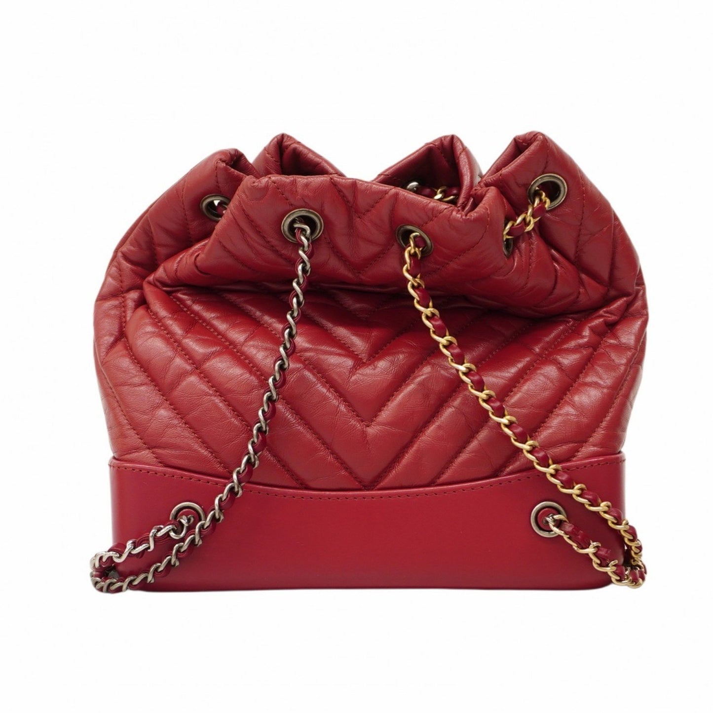 Chanel V-Stich Red Leather Backpack Bag