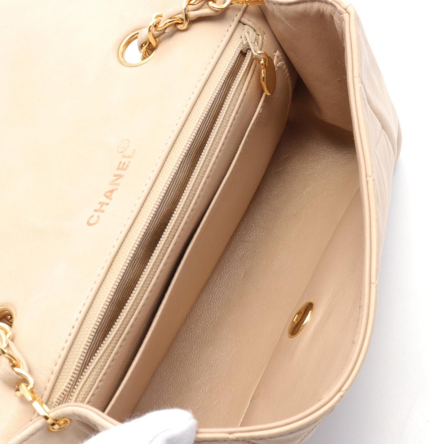 Chanel Diana Beige Leather Shoulder Bag