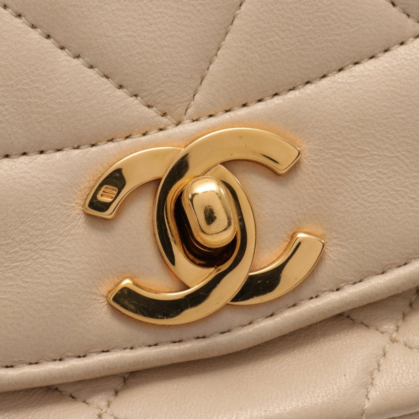 Chanel Diana Beige Leather Shoulder Bag