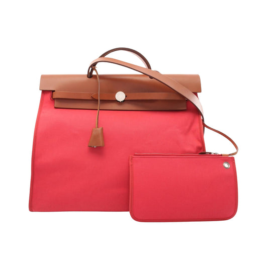 Hermès Herbag Pink Canvas Hand Bag