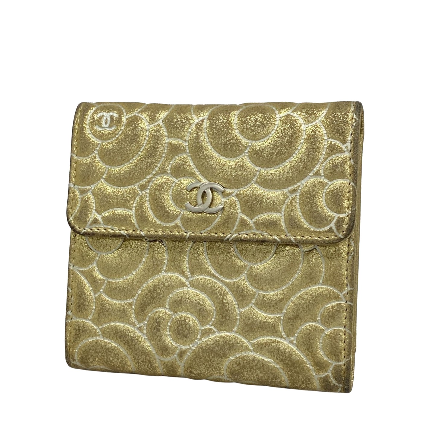 Chanel Camellia Gold Leather Wallet Accessories