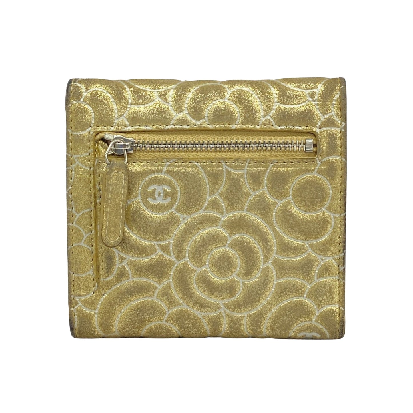 Chanel Camellia Gold Leather Wallet Accessories