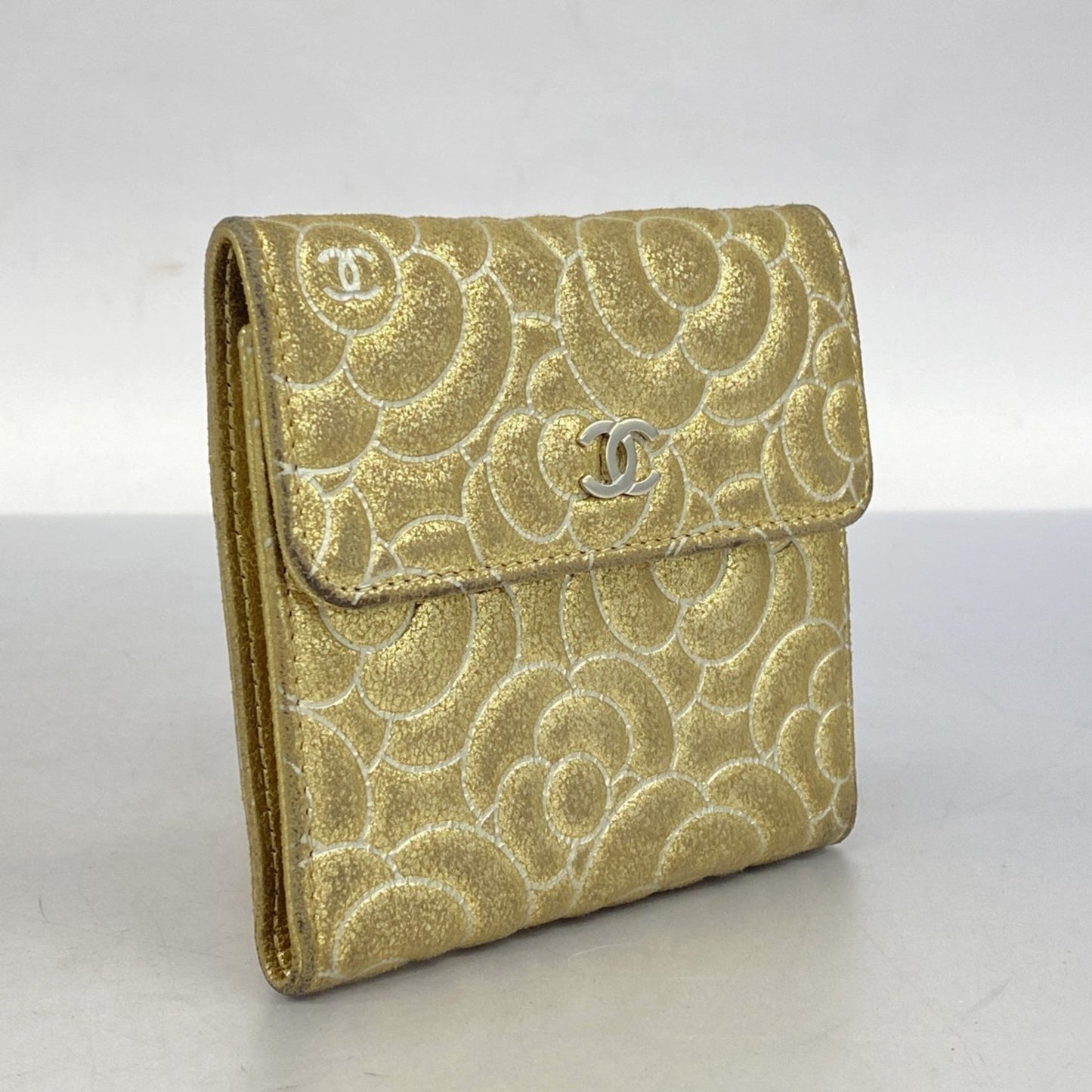 Chanel Camellia Gold Leather Wallet Accessories