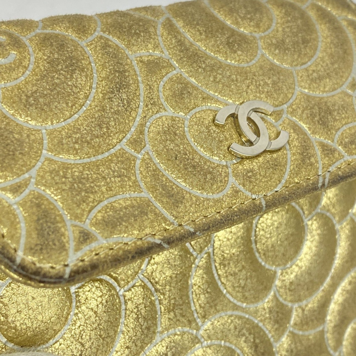 Chanel Camellia Gold Leather Wallet Accessories