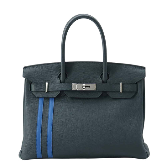 Hermès Birkin 40 Blue Leather Hand Bag