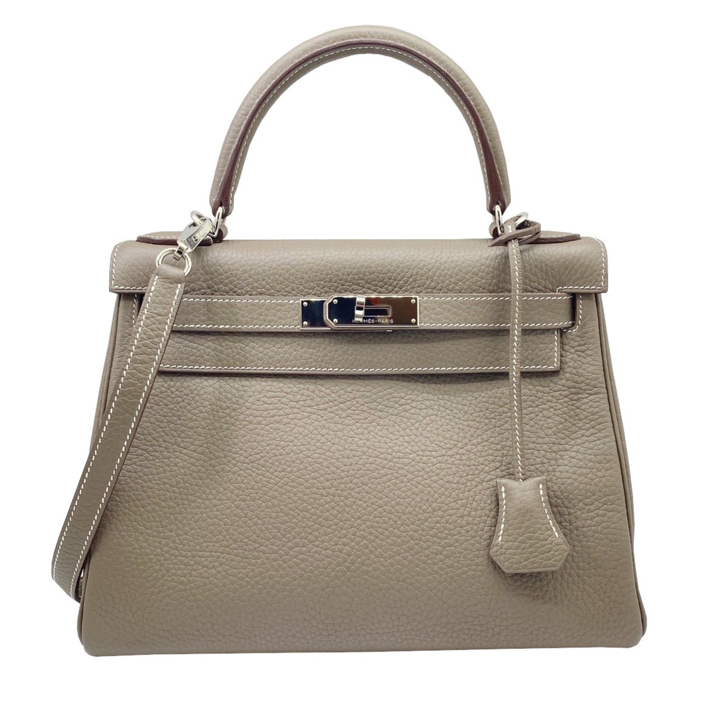 Hermès Kelly 28 Grey Leather Hand Bag