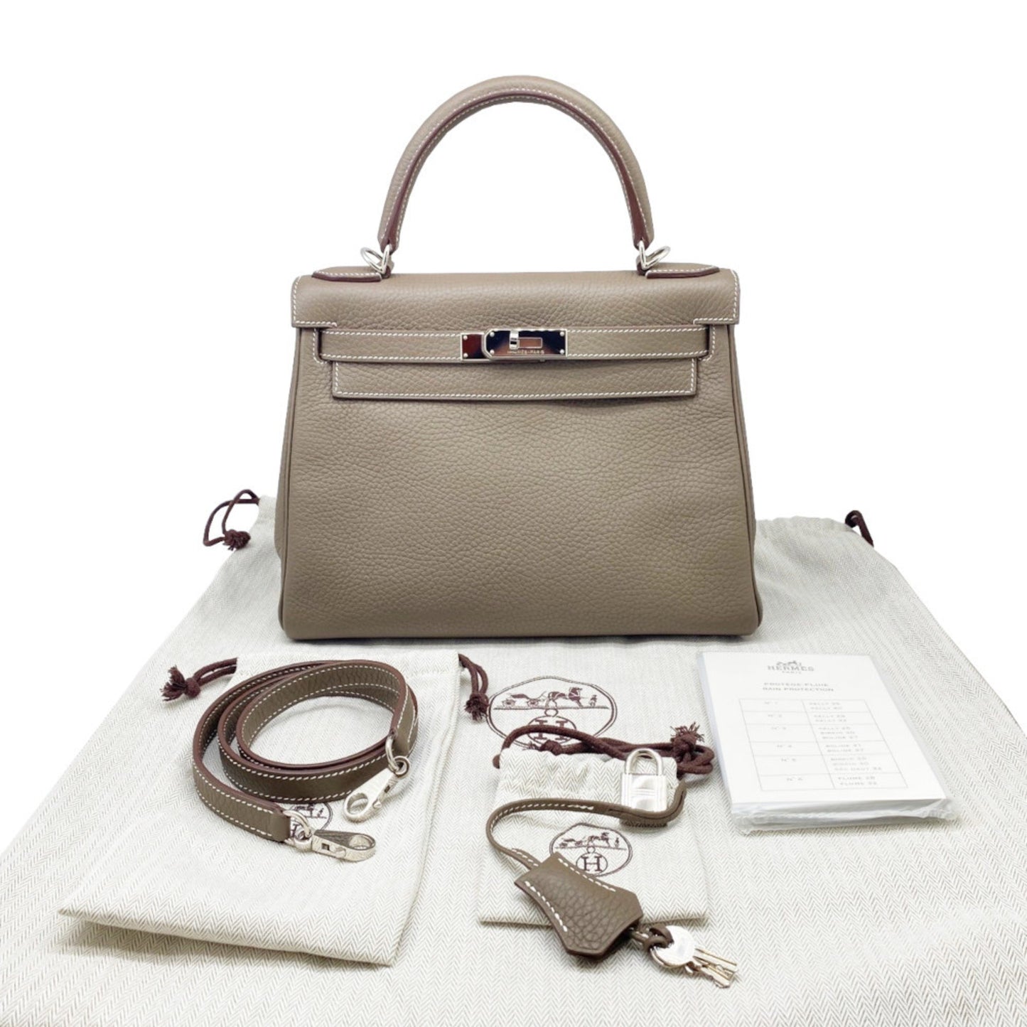 Hermès Kelly 28 Grey Leather Hand Bag