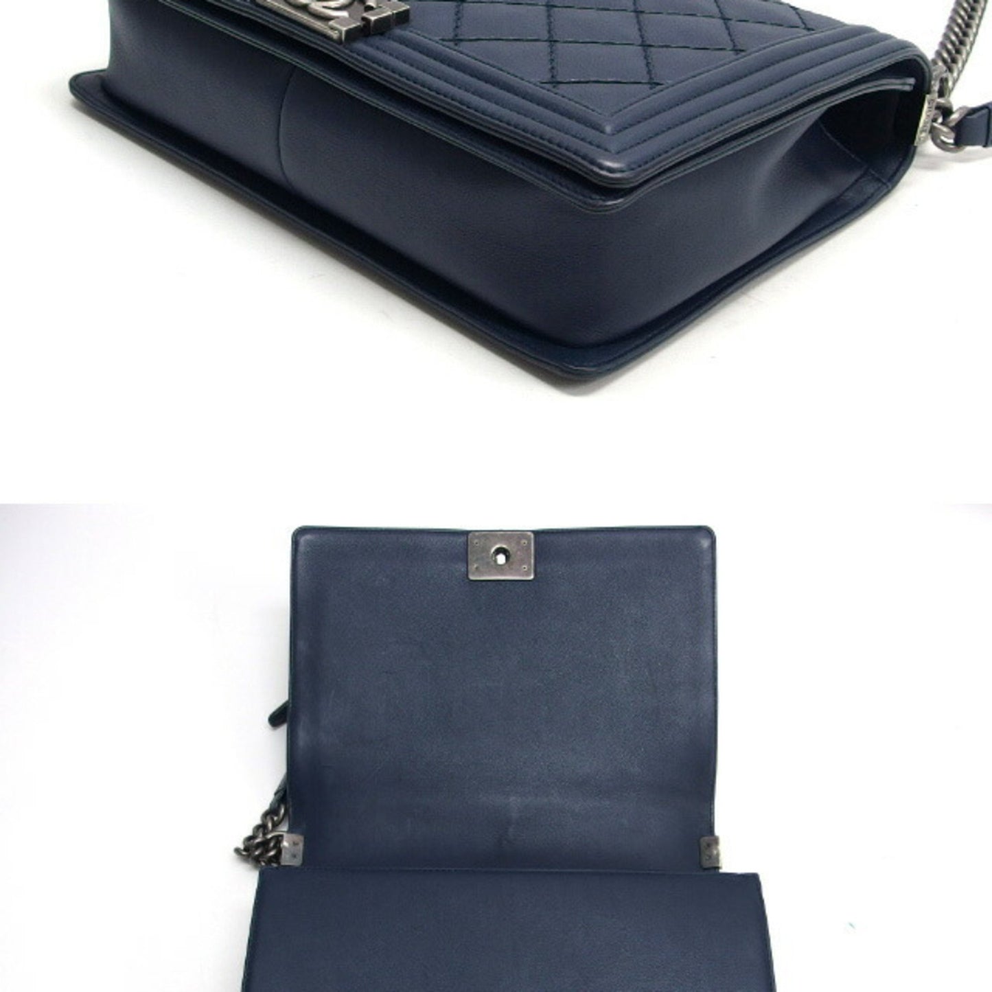 Chanel Boy Navy Leather Shoulder Bag