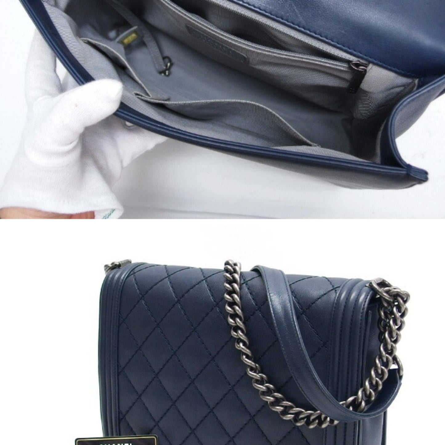 Chanel Boy Navy Leather Shoulder Bag