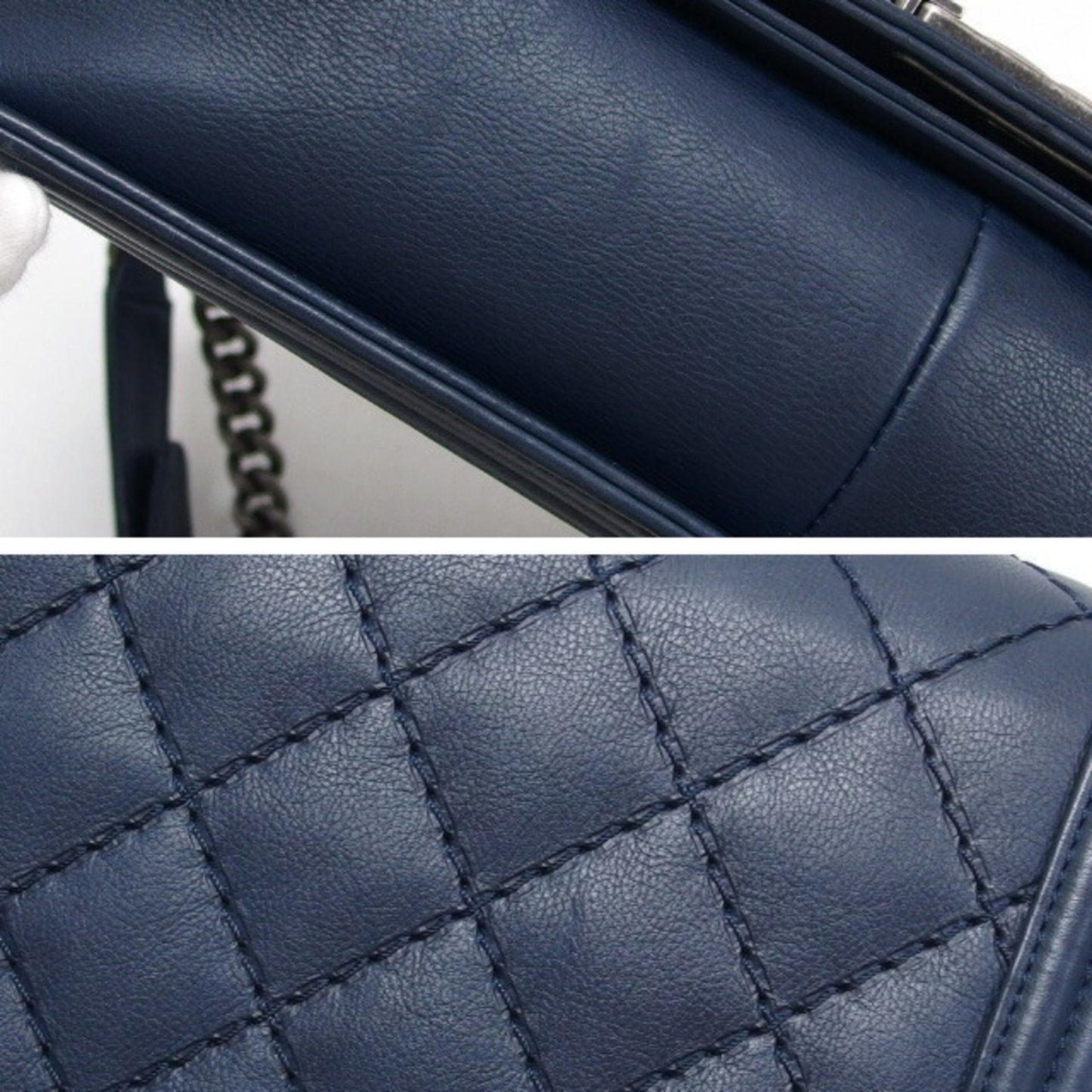 Chanel Boy Navy Leather Shoulder Bag