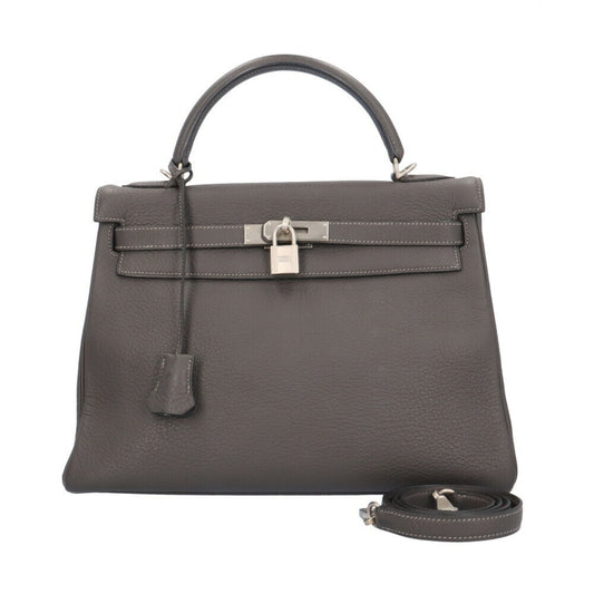 Hermès Kelly 32 Grey Leather Hand Bag