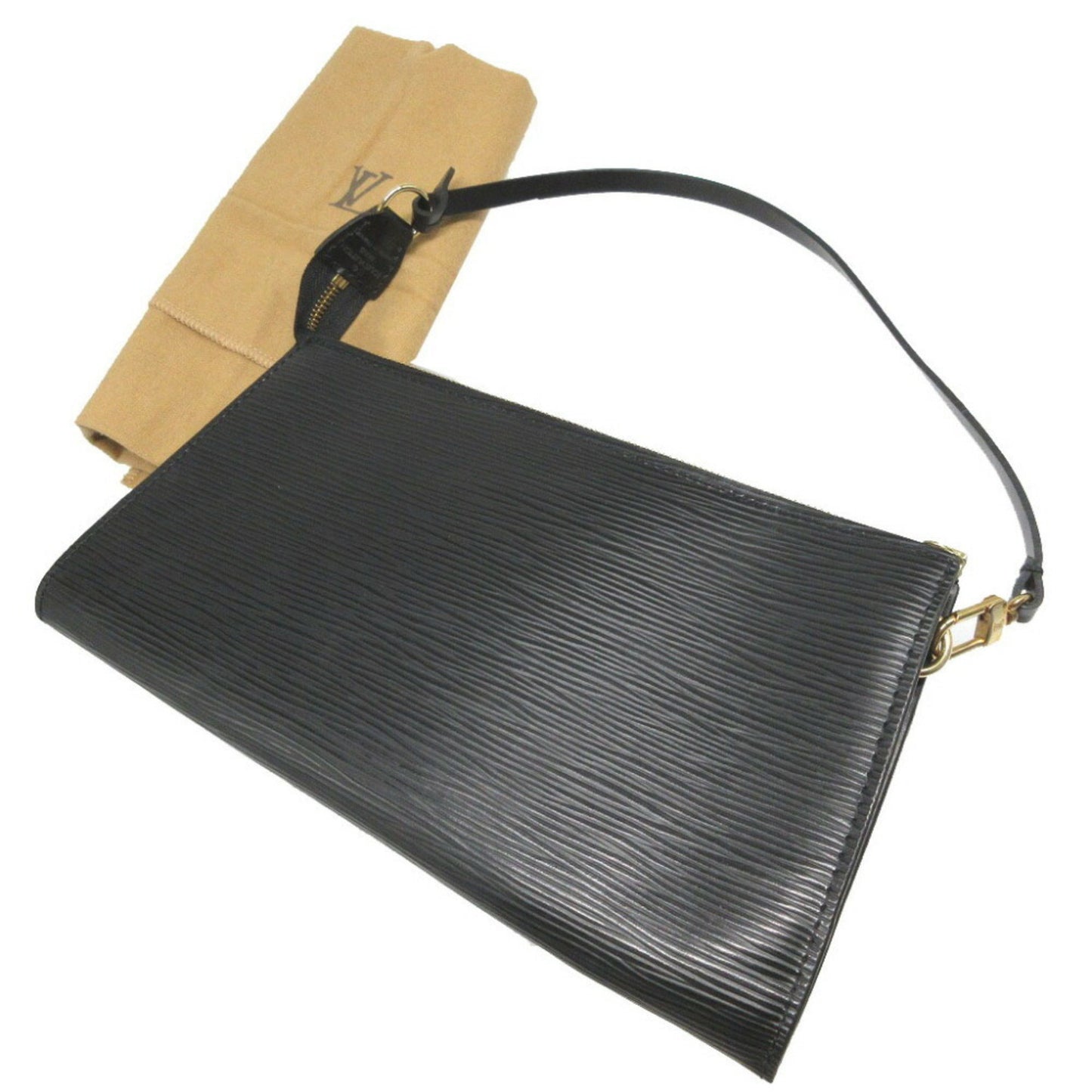 Louis Vuitton Pochette Accessoire Black Leather Clutch Bag