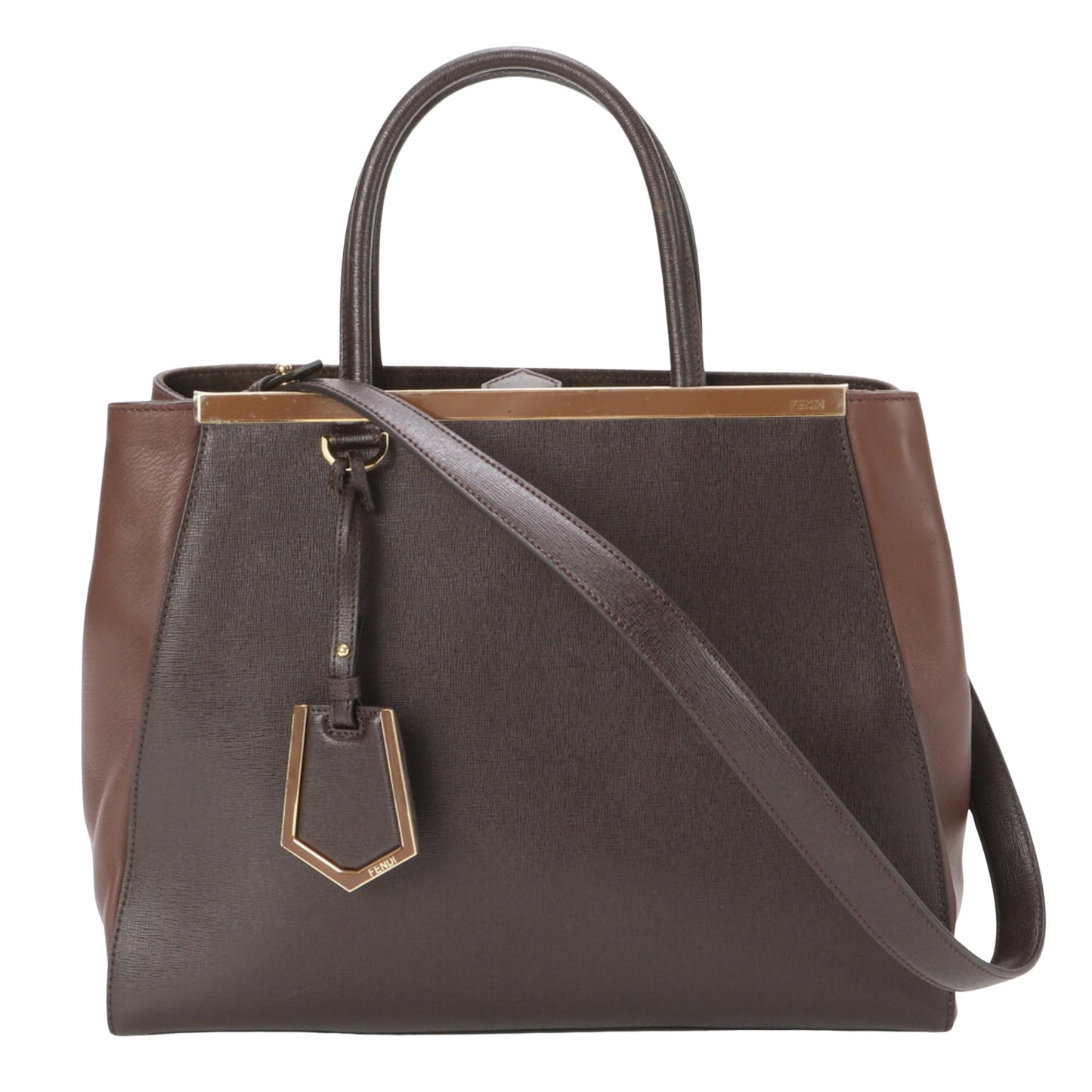 Fendi 2Jours Brown Leather Shoulder Bag