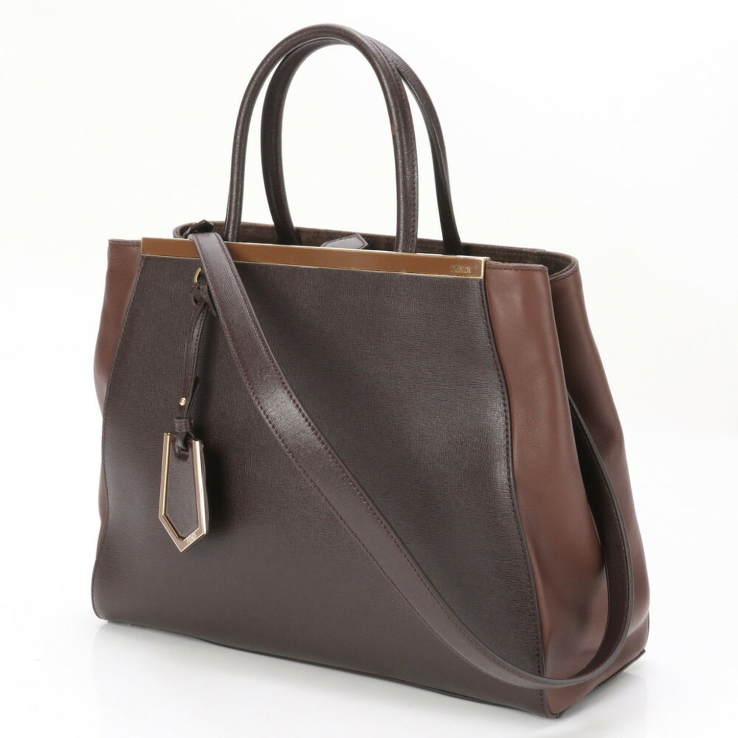 Fendi 2Jours Brown Leather Shoulder Bag