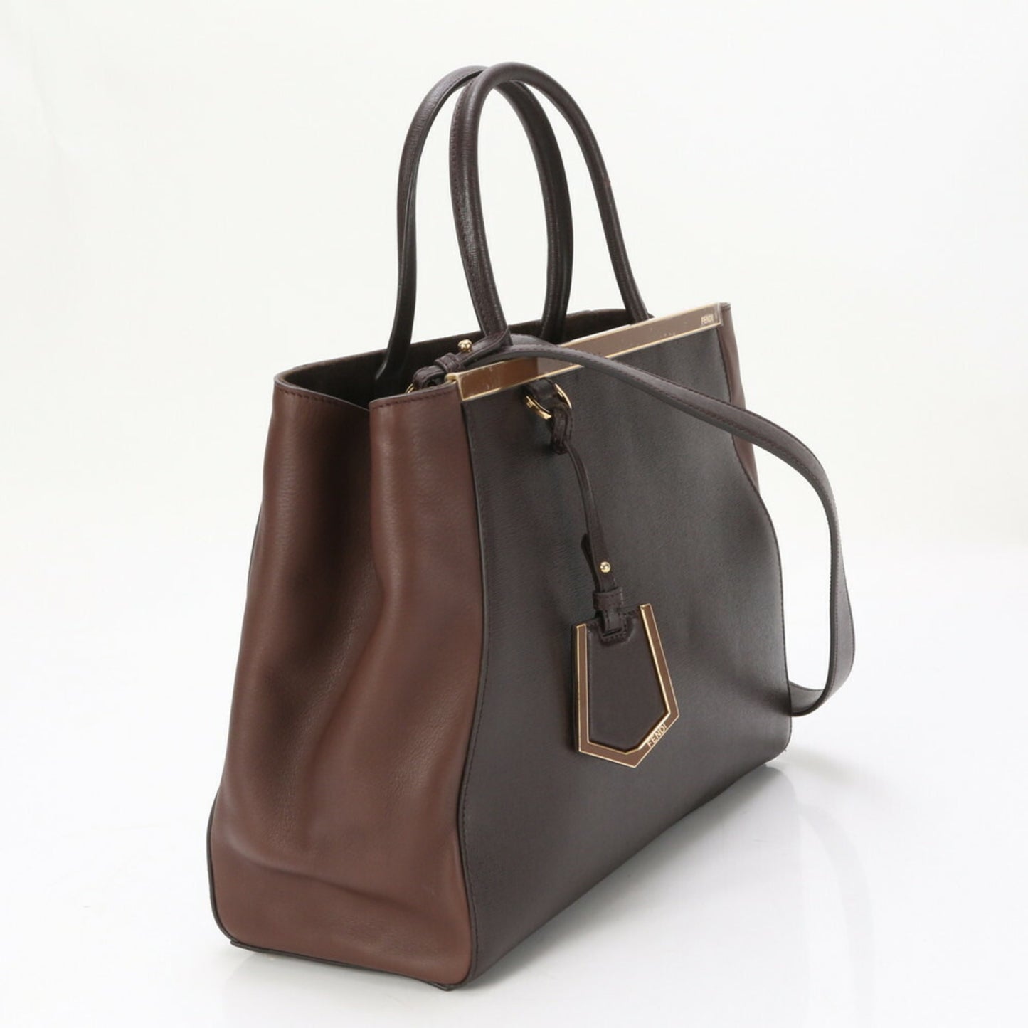 Fendi 2Jours Brown Leather Shoulder Bag