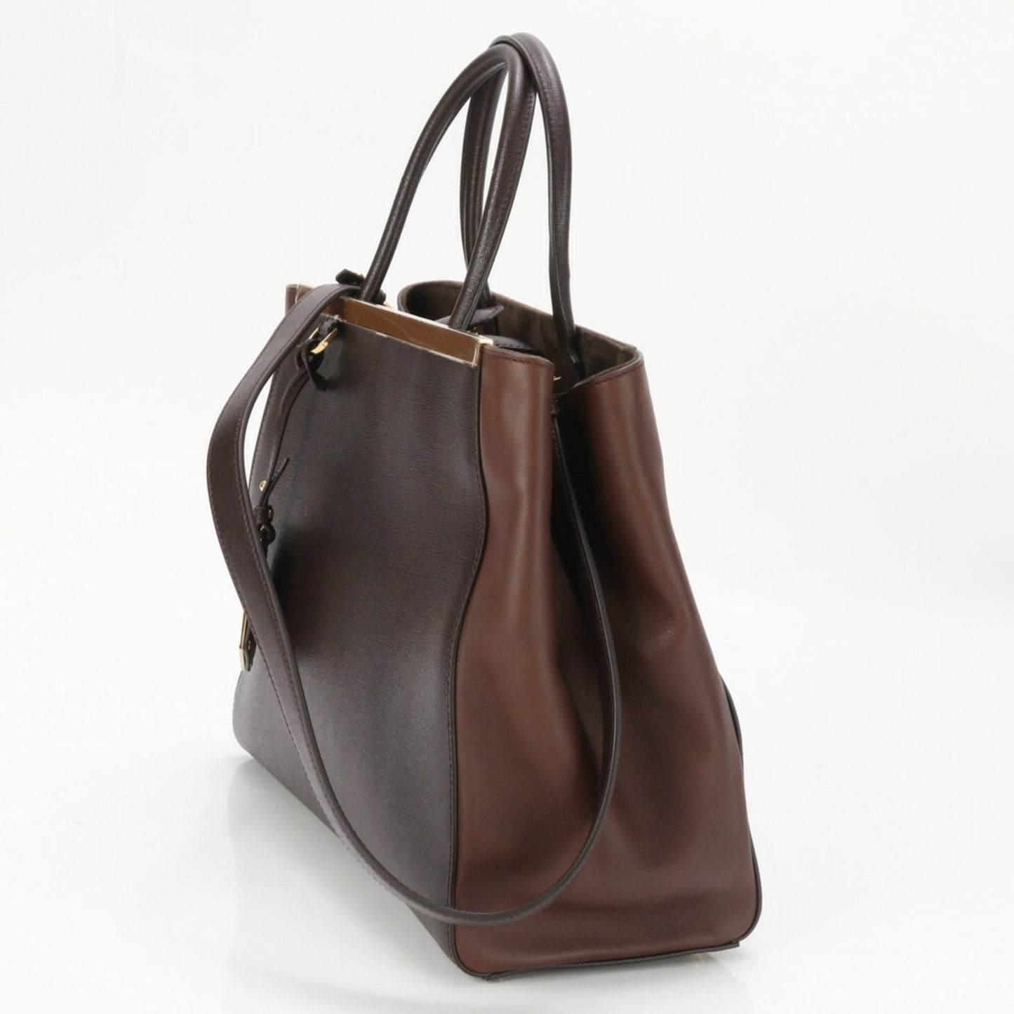 Fendi 2Jours Brown Leather Shoulder Bag