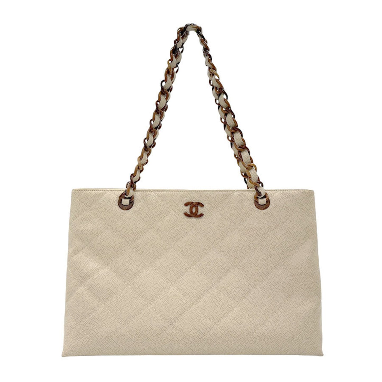 Chanel Shopping Beige Leather Hand Bag