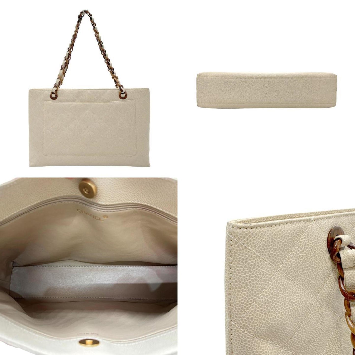 Chanel Shopping Beige Leather Hand Bag