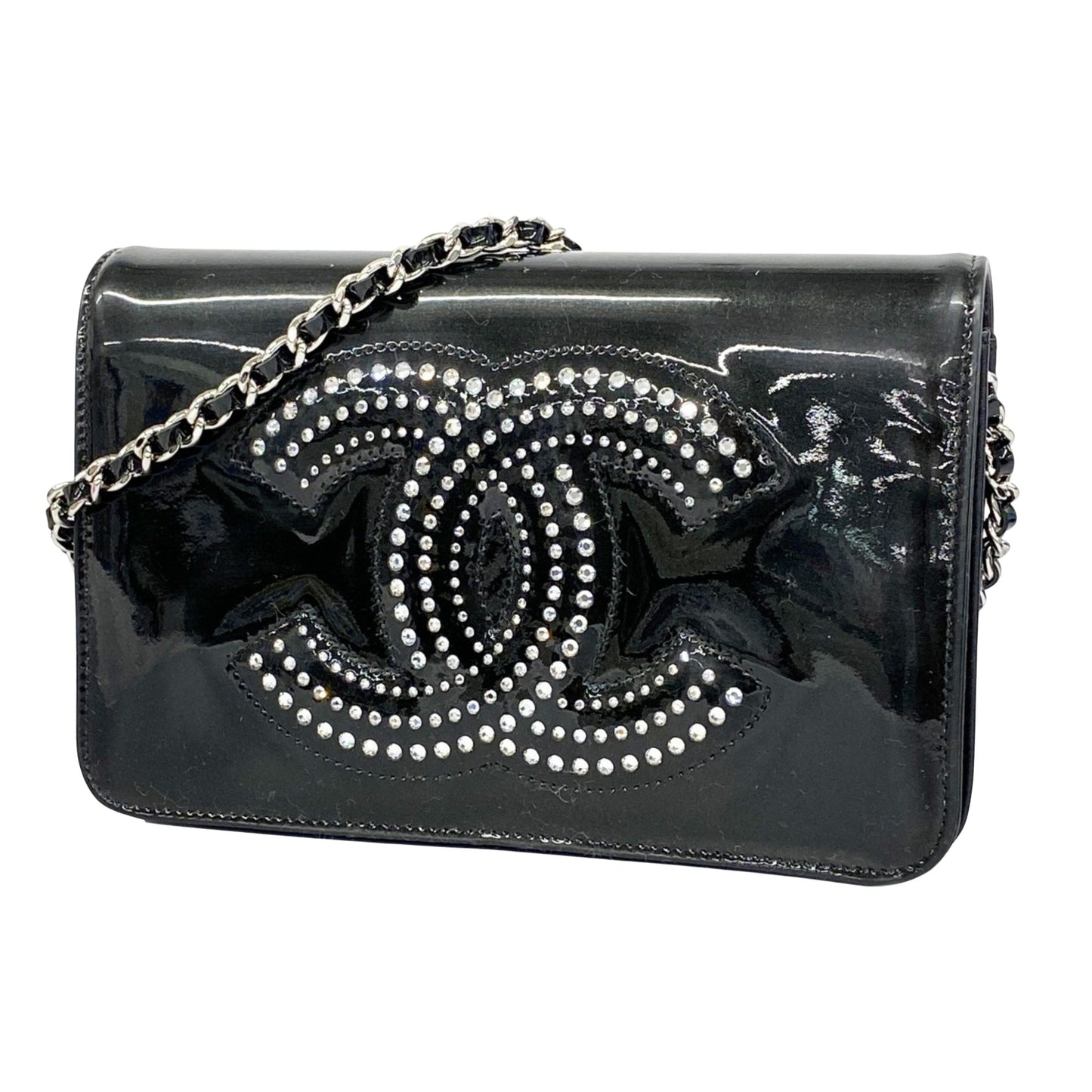 Chanel Wallet On Chain Black Patent Leather Shoulder Bag