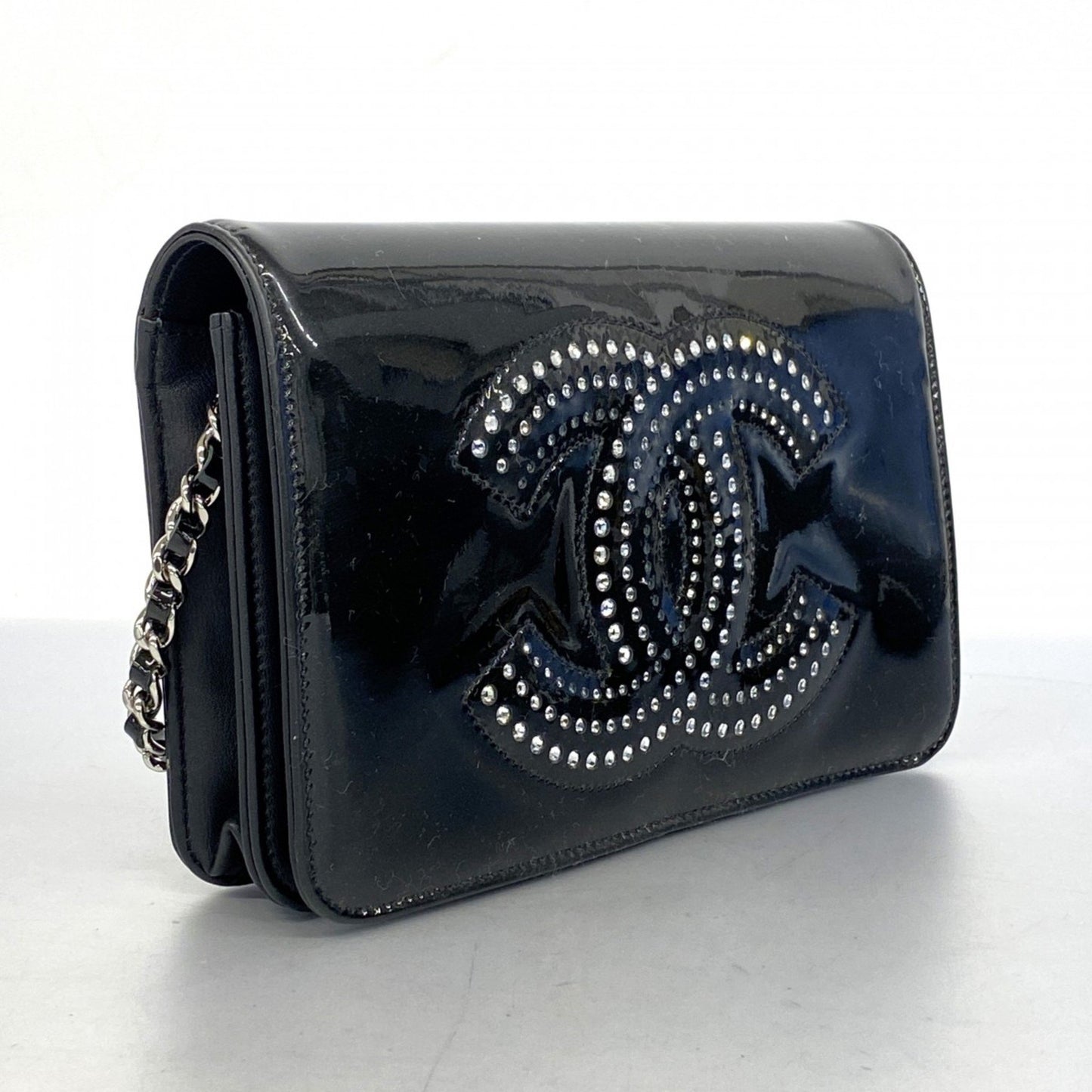 Chanel Wallet On Chain Black Patent Leather Shoulder Bag