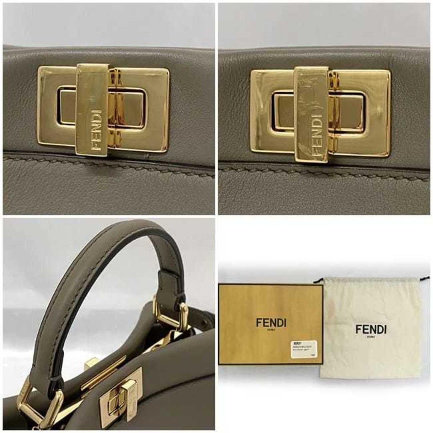 Fendi Peekaboo Beige Leather Hand Bag