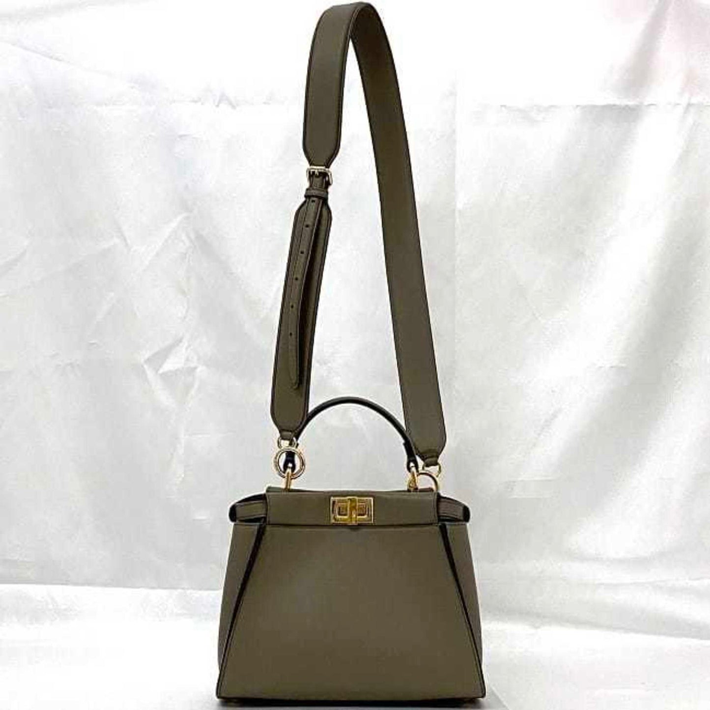 Fendi Peekaboo Beige Leather Hand Bag