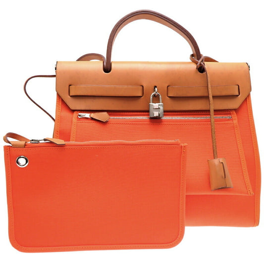 Hermès Herbag Orange Leather Tote Bag