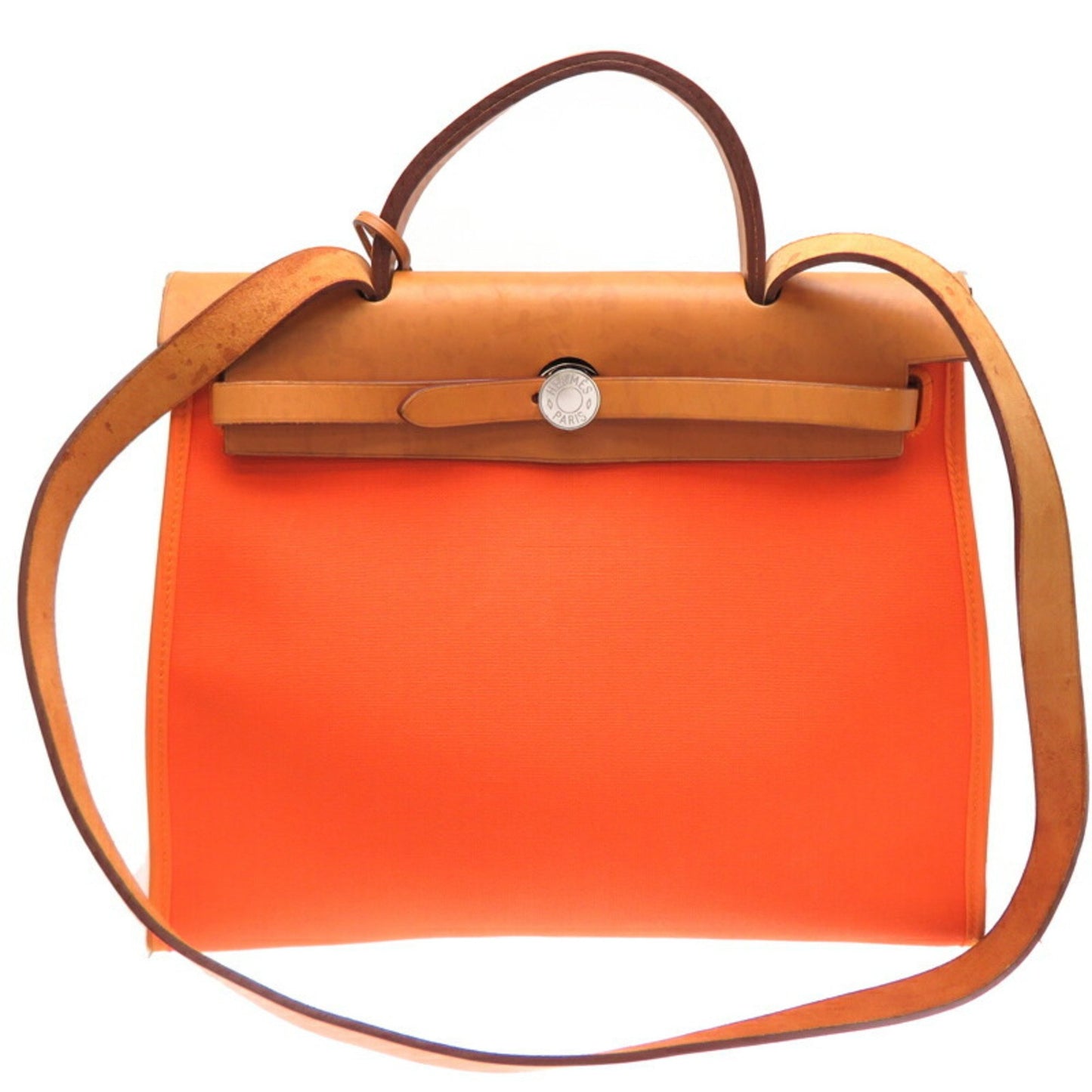 Hermès Herbag Orange Leather Tote Bag