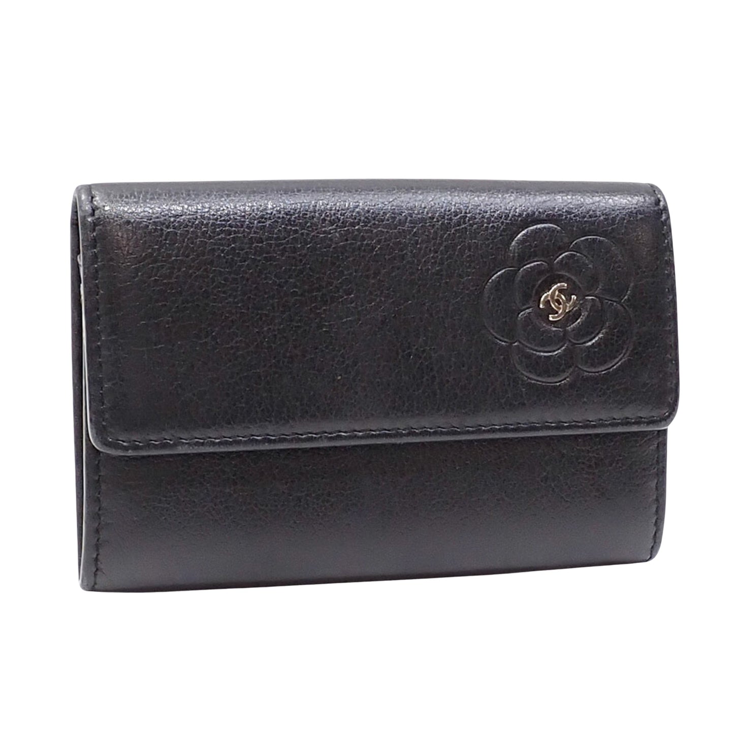 Chanel Camellia Black Leather Wallet Accessories