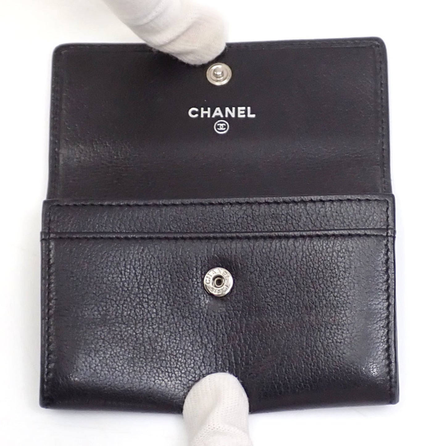 Chanel Camellia Black Leather Wallet Accessories