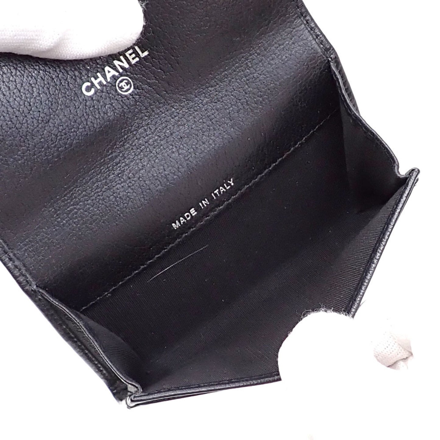 Chanel Camellia Black Leather Wallet Accessories