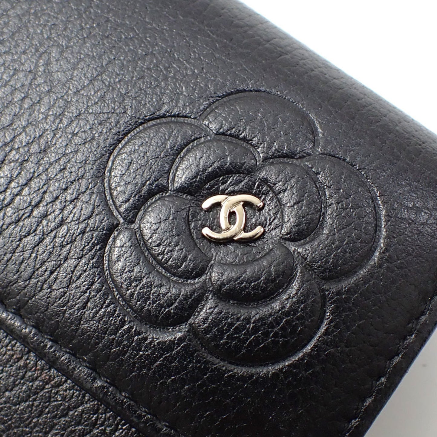 Chanel Camellia Black Leather Wallet Accessories