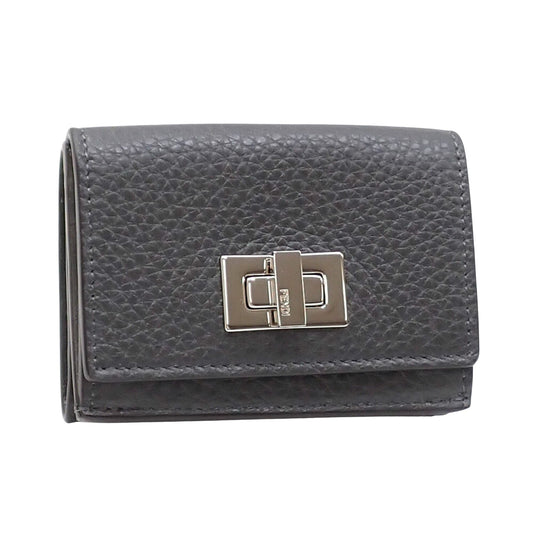 Fendi Peekaboo Grey Leather Wallet Accessories