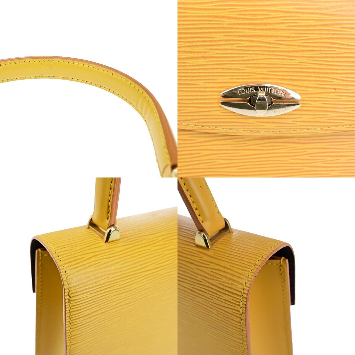 Louis Vuitton Malesherbes Yellow Leather Hand Bag