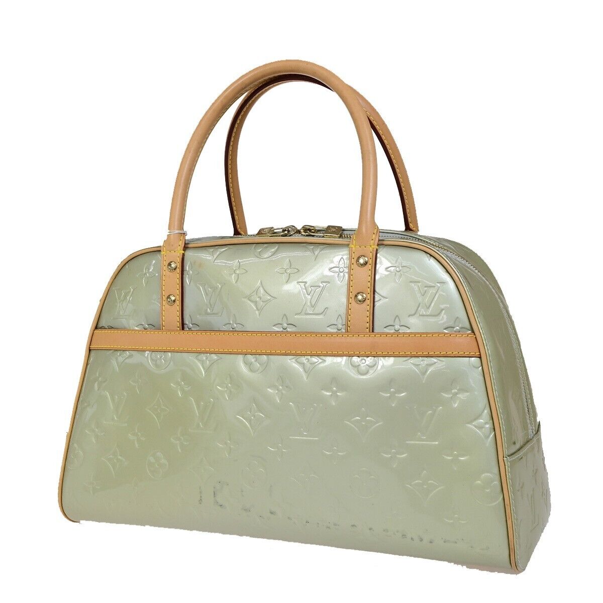 Louis Vuitton Tompkins Square Green Patent Leather Hand Bag