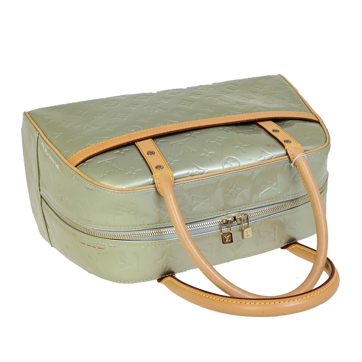 Louis Vuitton Tompkins Square Green Patent Leather Hand Bag