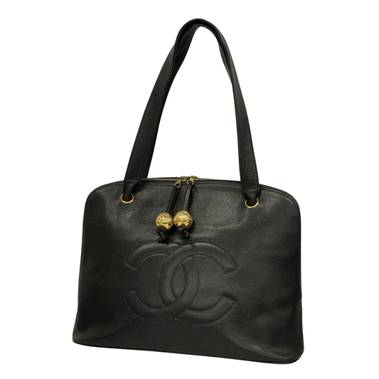 Chanel Black Leather Shopper Bag