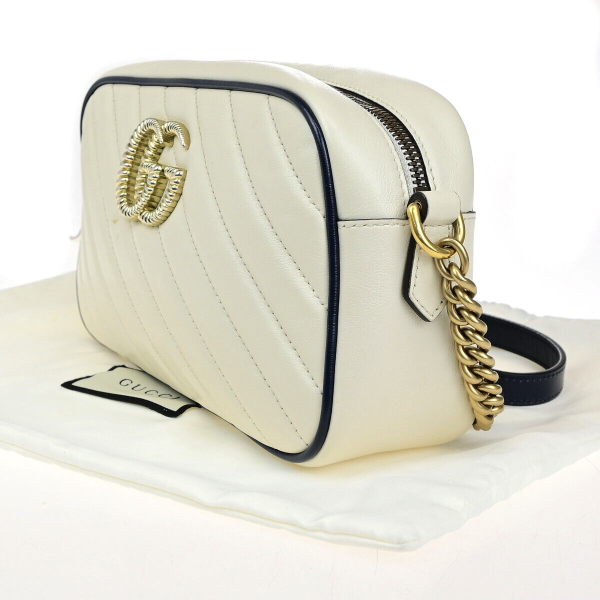 Gucci Marmont White Leather Shoulder Bag