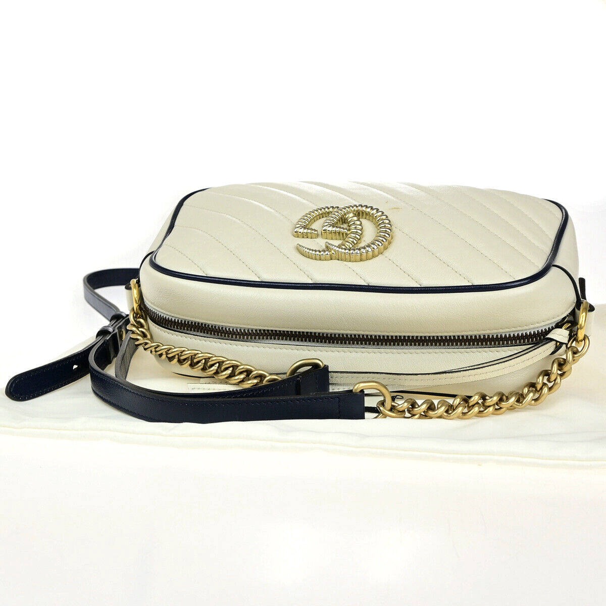 Gucci Marmont White Leather Shoulder Bag