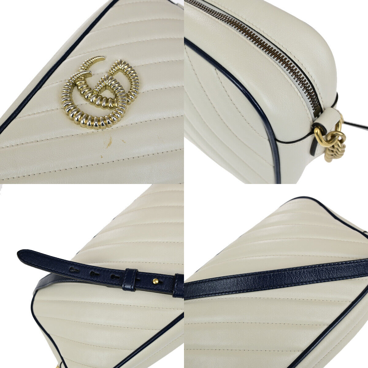 Gucci Marmont White Leather Shoulder Bag