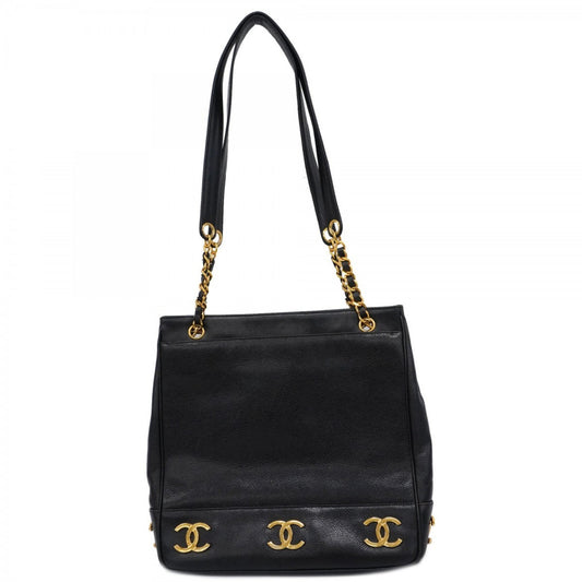 Chanel Triple coco Black Leather Shoulder Bag