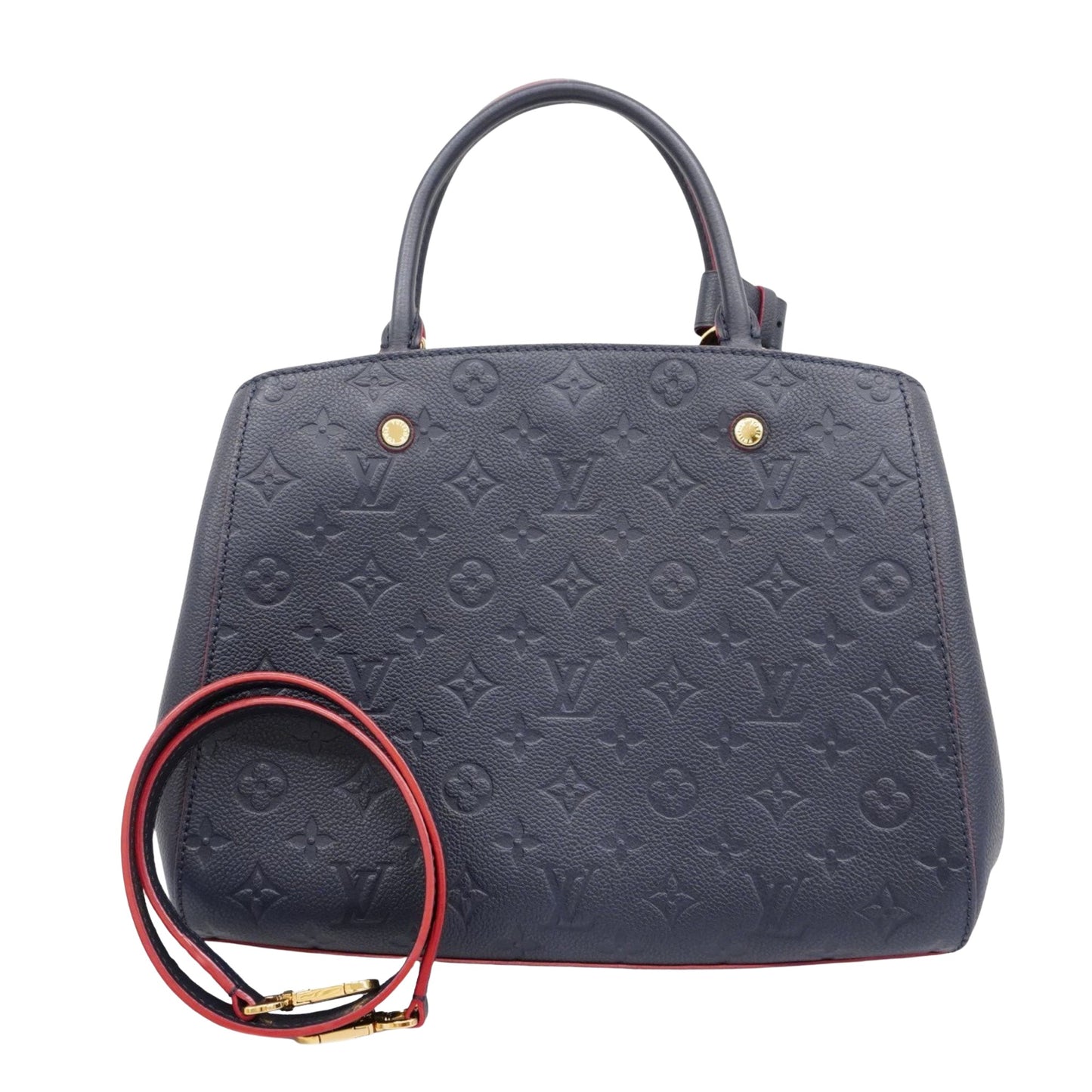 Louis Vuitton Montaigne Navy Leather Hand Bag