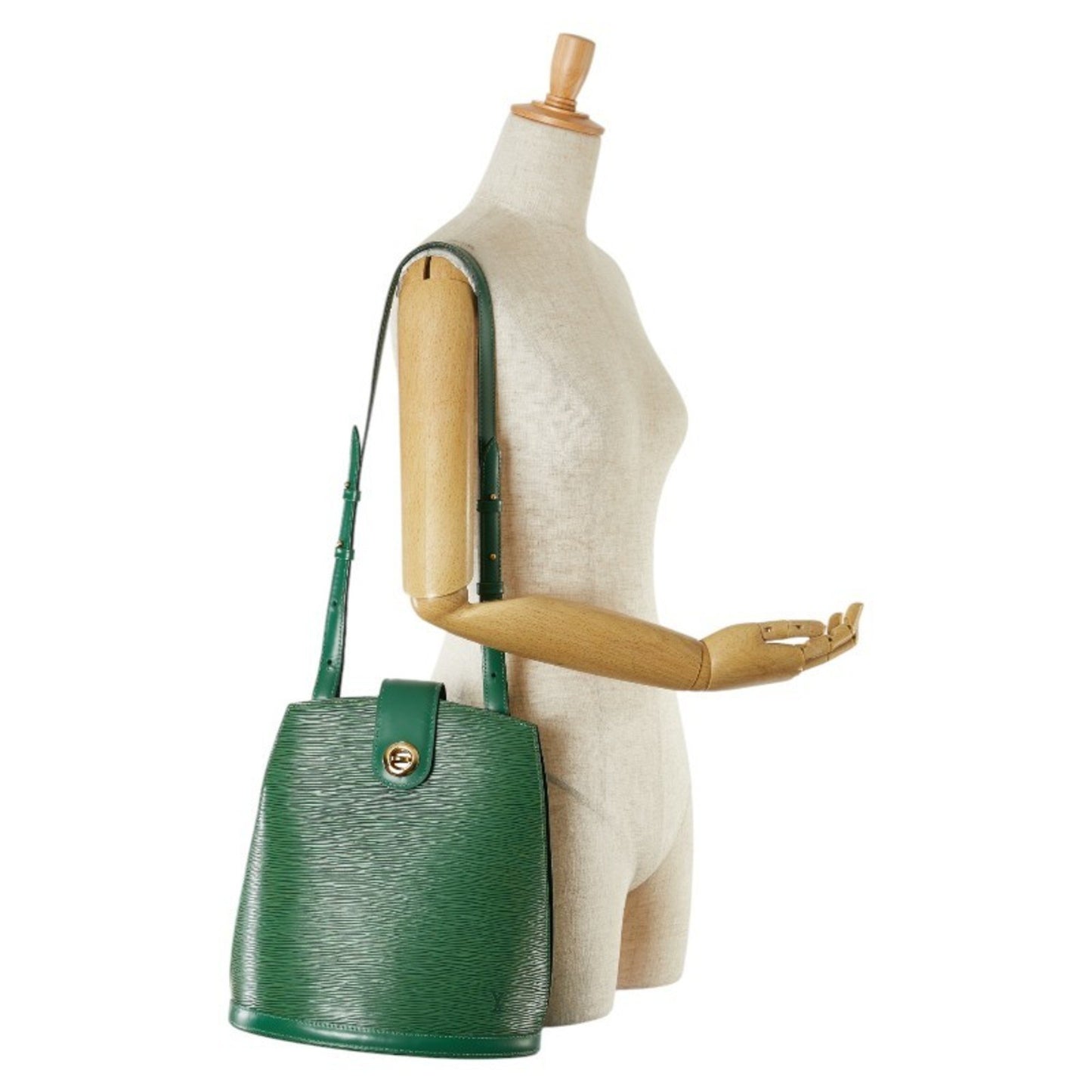 Louis Vuitton Cluny Green Leather Shoulder Bag