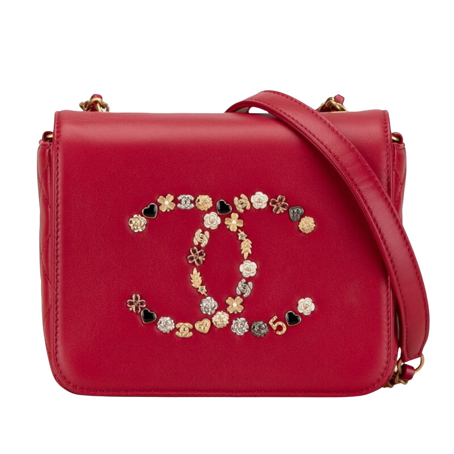 Chanel Coco Mark Red Leather Shoulder Bag