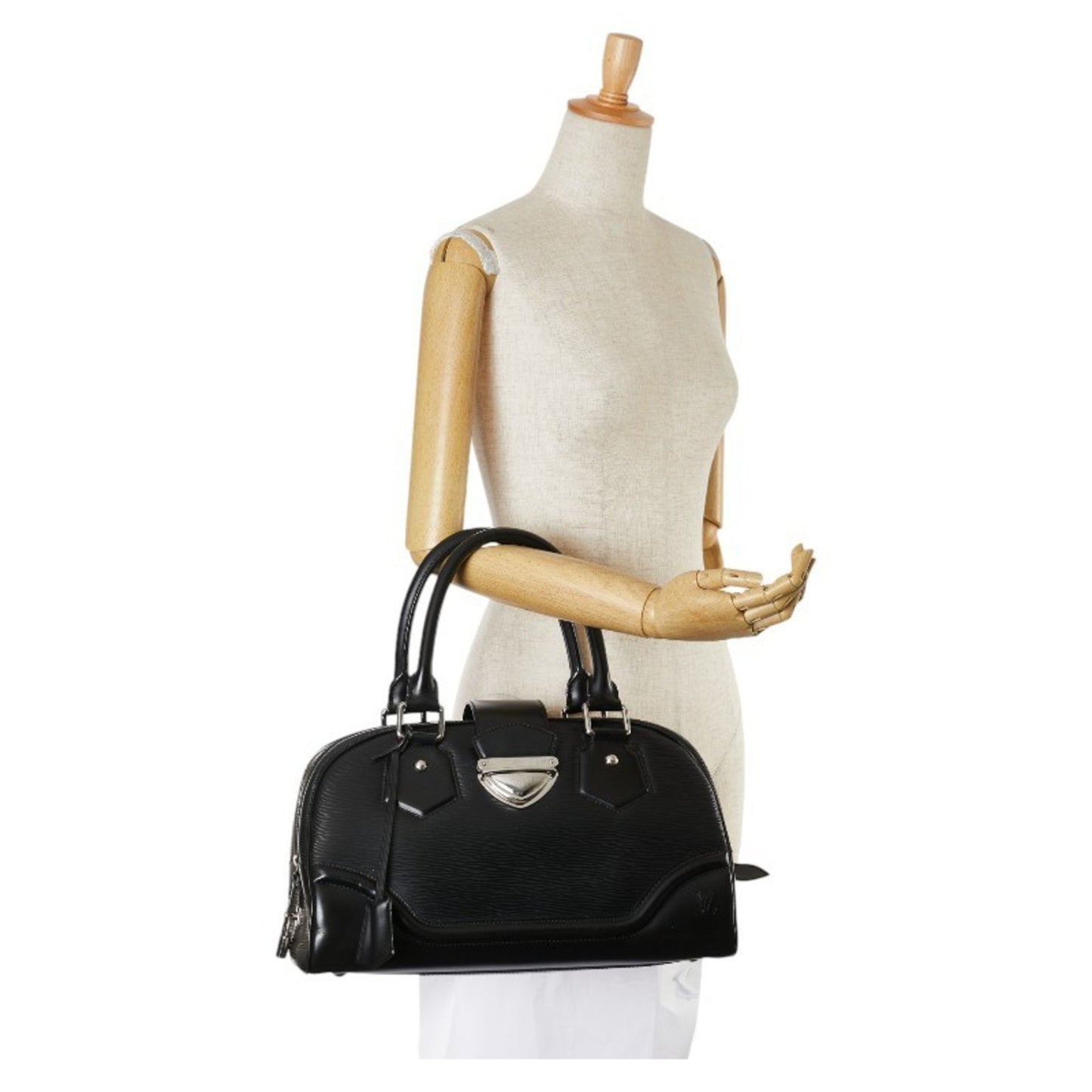 Louis Vuitton Montaigne Black Leather Hand Bag