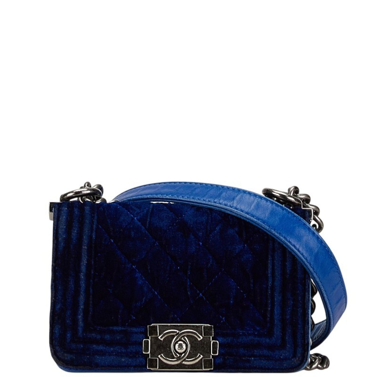 Chanel Boy Blue Velvet Shoulder Bag