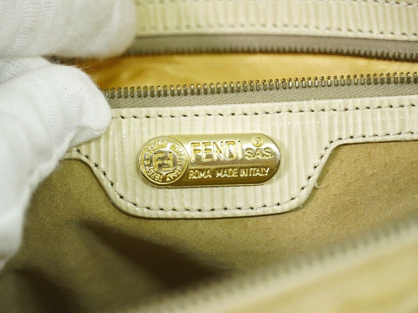 Fendi Beige Canvas Hand Bag