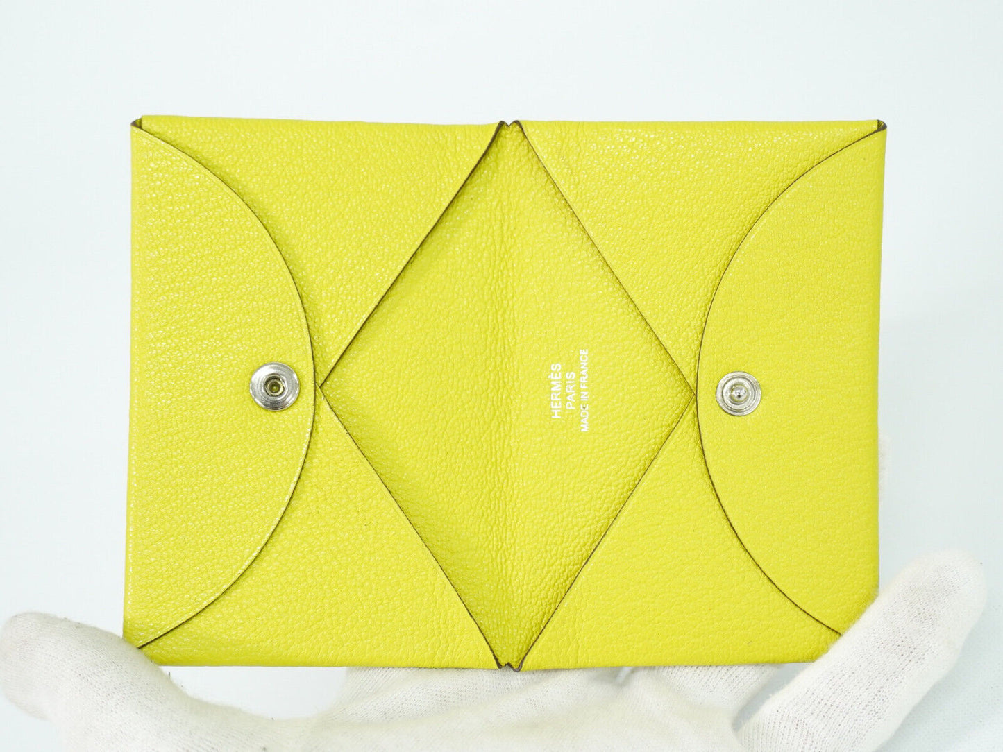 Hermès Calvi Yellow Leather Wallet Accessories