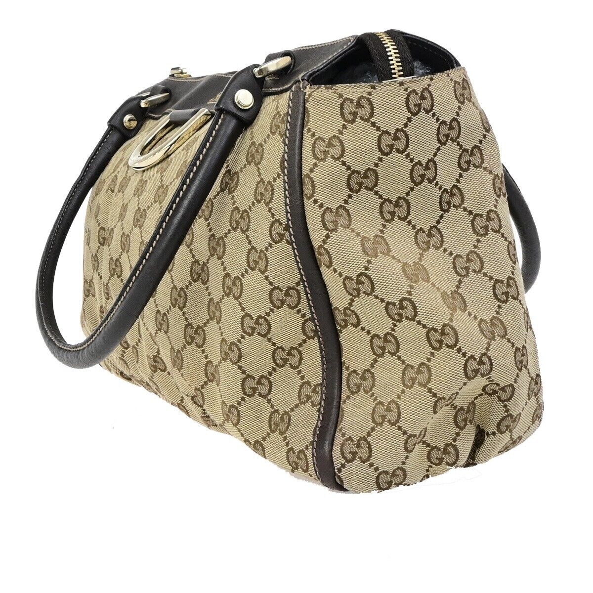 Gucci Abbey Beige Canvas Shoulder Bag