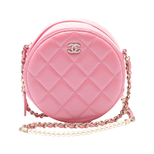 Chanel Round Mini Pink Leather Shoulder Bag